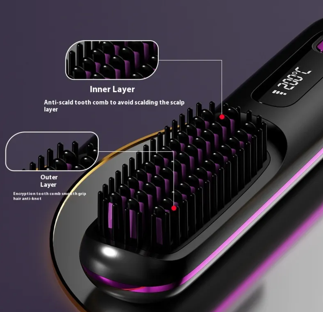 Cordless Ceramic Hair Straightening Comb – USB Rechargeable