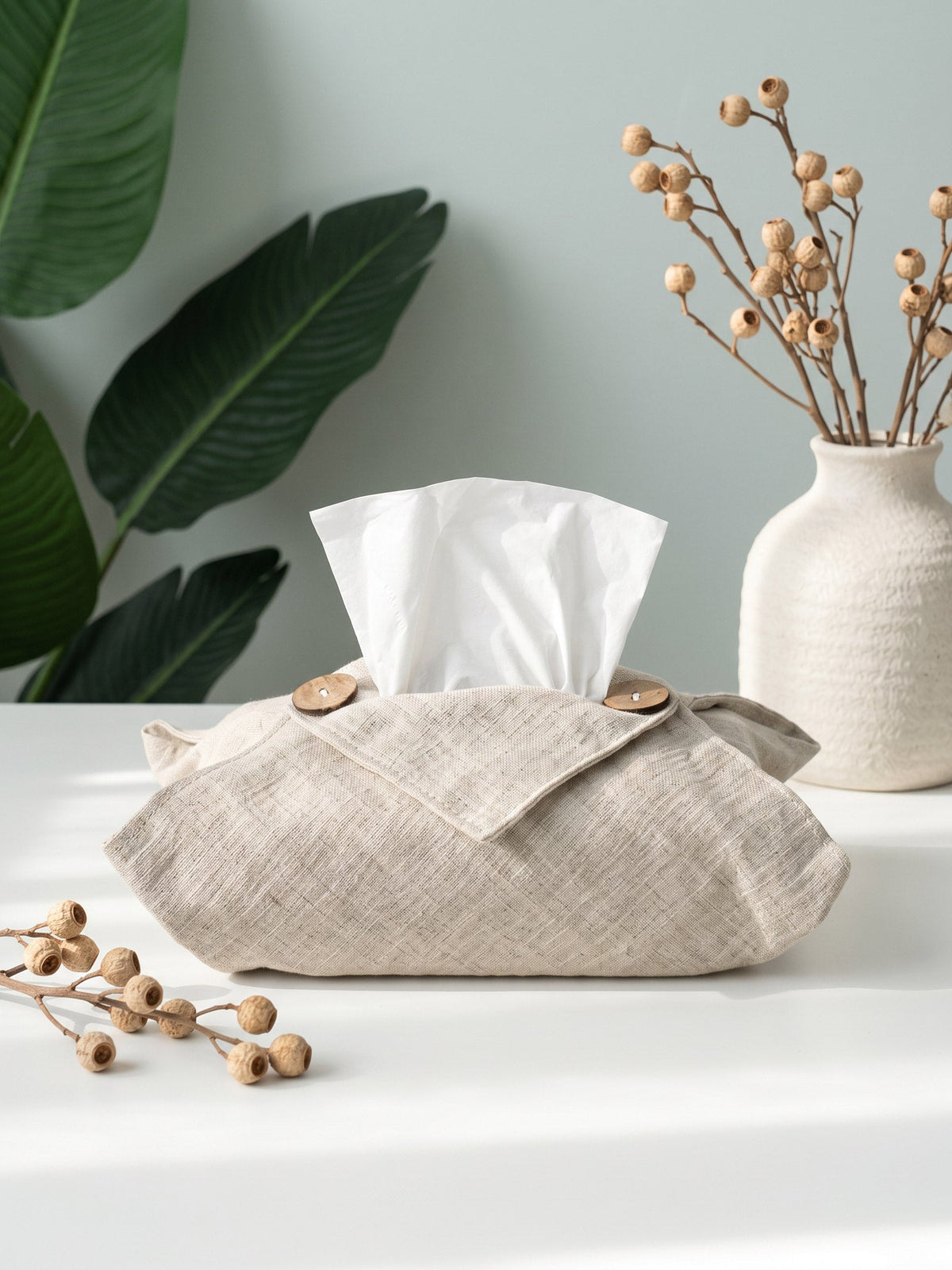 Linen Tissue Box Storage Cover