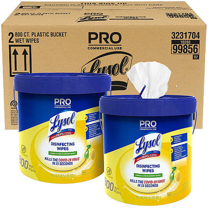 Lysol® Pro Disinfecting Wipes, 800 Wipe Bucket, 2 Buckets (99856CT)